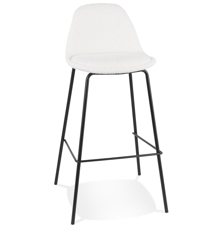 Barstool 'PLUMAR' in white terry cloth with black metal legs