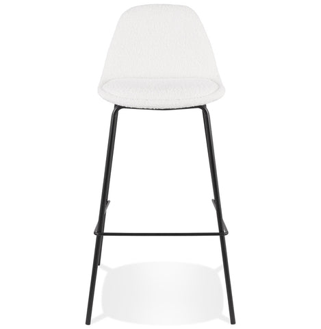 Barstool 'PLUMAR' in white terry cloth with black metal legs