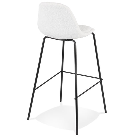 Barstool 'PLUMAR' in white terry cloth with black metal legs