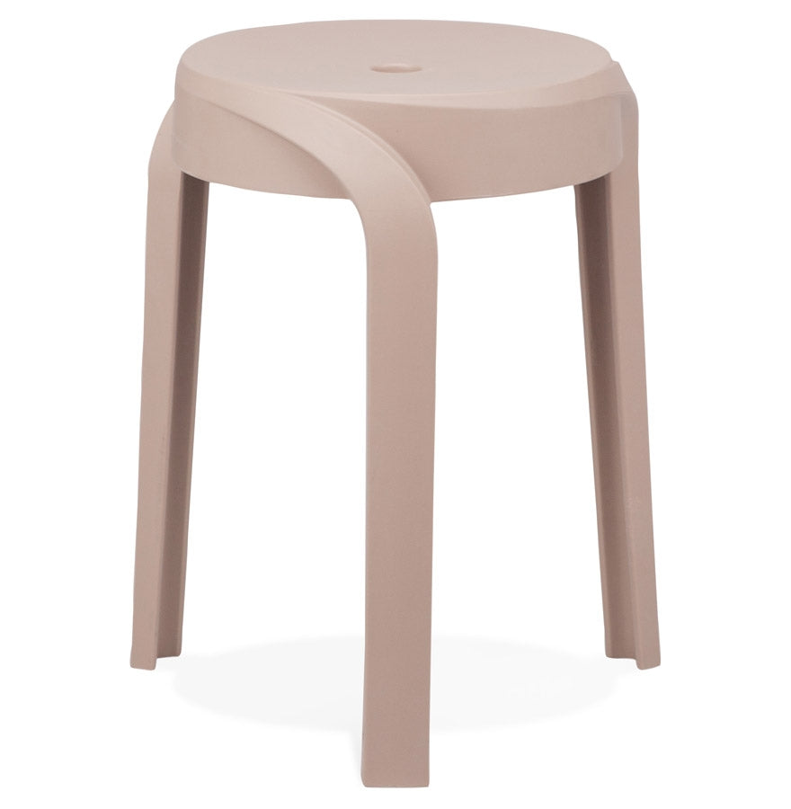 Stackable low stool 'POMPA' in beige plastic