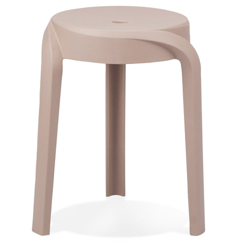 Stackable low stool 'POMPA' in beige plastic