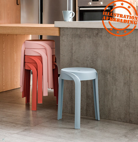 Stackable low stool 'POMPA'