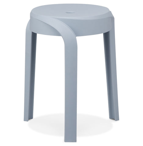 Stackable low stool 'POMPA' in blue plastic