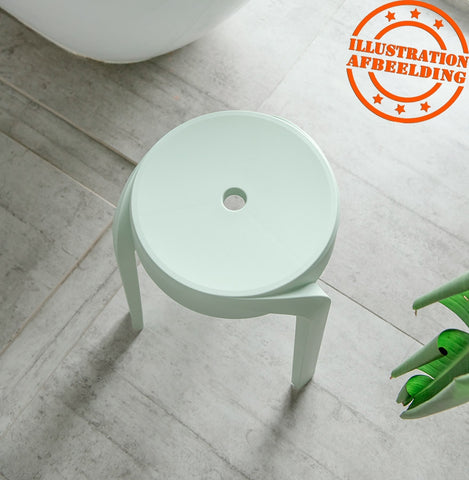 Stackable low stool 'POMPA' in light green plastic