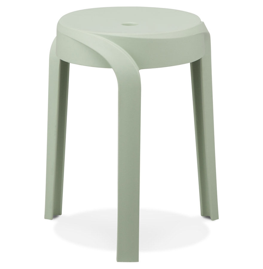 Stackable low stool 'POMPA' in light green plastic