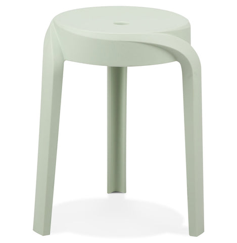 Stackable low stool 'POMPA' in light green plastic