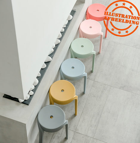 Stackable low stool 'POMPA' in beige plastic