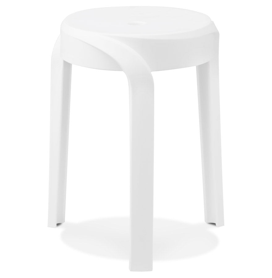 Stackable low stool 'POMPA' in white plastic