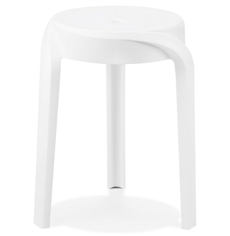 Stackable low stool 'POMPA' in white plastic