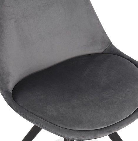 Vintage chair 'RICKY' in gray velvet and legs in black wood