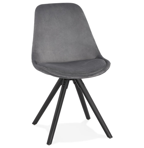 Vintage chair 'RICKY' in gray velvet and legs in black wood