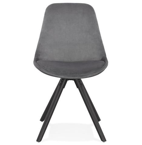 Vintage chair 'RICKY' in gray velvet and legs in black wood