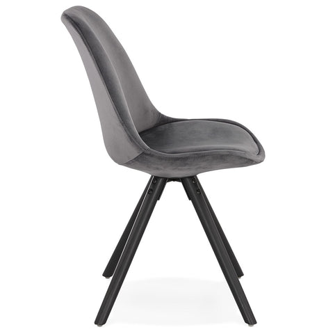 Vintage chair 'RICKY' in gray velvet and legs in black wood