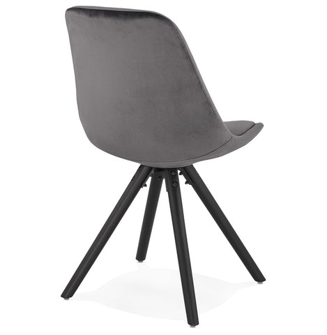 Vintage chair 'RICKY' in gray velvet and legs in black wood