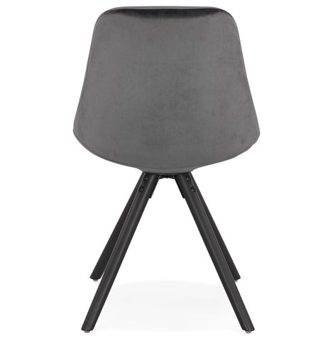 Vintage chair 'RICKY' in gray velvet and legs in black wood