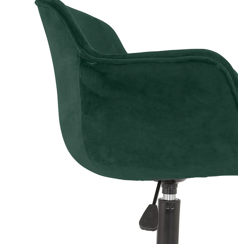 'ROLLING' green velvet office chair on castors