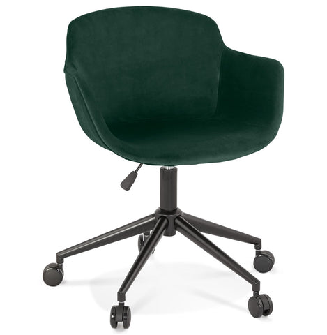 'ROLLING' green velvet office chair on castors