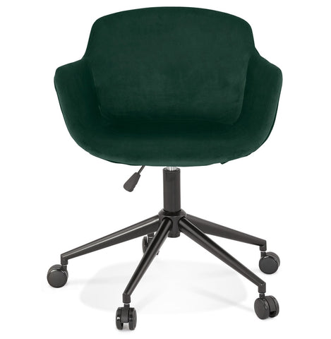 'ROLLING' green velvet office chair on castors