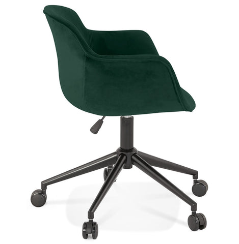 'ROLLING' green velvet office chair on castors