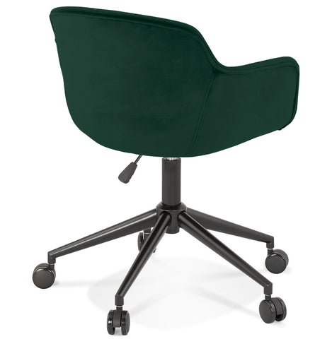 'ROLLING' green velvet office chair on castors