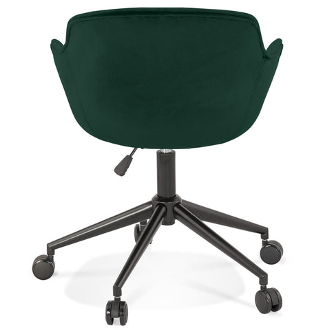 'ROLLING' green velvet office chair on castors