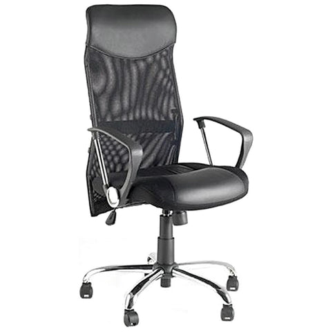 Modern black office chair 'ROMA' in imitation leather and mesh