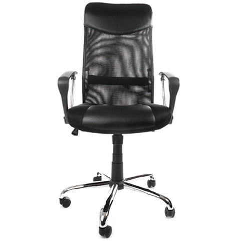 Modern black office chair 'ROMA' in imitation leather and mesh