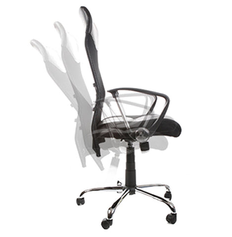 Modern black office chair 'ROMA' in imitation leather and mesh