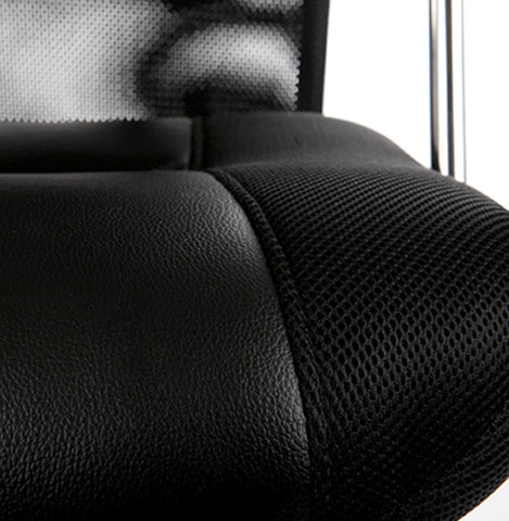 Modern black office chair 'ROMA' in imitation leather and mesh