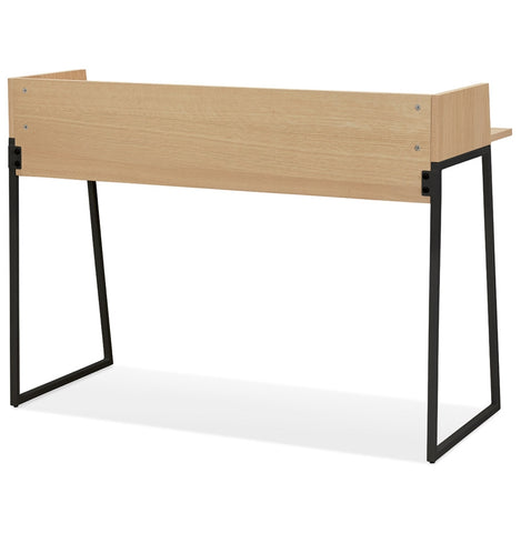 Straight design desk 'SALMON' in natural wood and black metal