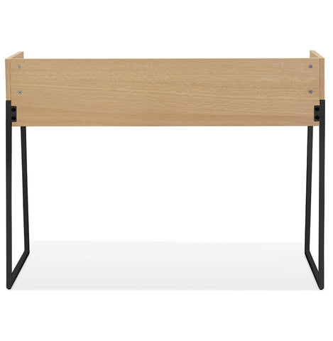 Straight design desk 'SALMON' in natural wood and black metal