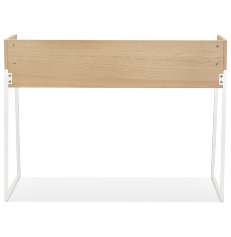 Straight design desk 'SALMON' in natural wood and white metal