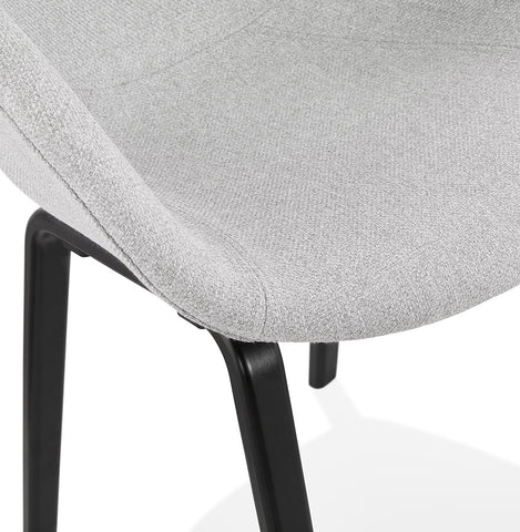 Design chair with armrests 'SAMY' in light gray fabric and black wooden legs