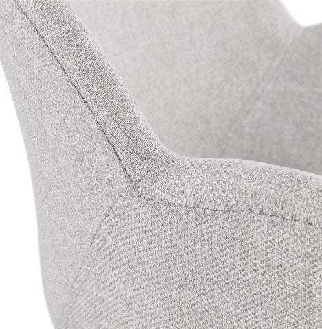 Design chair with armrests 'SAMY' in light gray fabric and black wooden legs