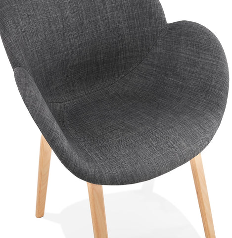 Design chair with armrests 'SAMY' in grey fabric Scandinavian style