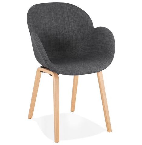 Design chair with armrests 'SAMY' in grey fabric Scandinavian style