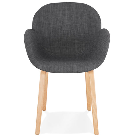 Design chair with armrests 'SAMY' in grey fabric Scandinavian style