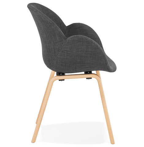 Design chair with armrests 'SAMY' in grey fabric Scandinavian style