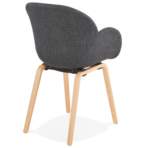 Design chair with armrests 'SAMY' in grey fabric Scandinavian style