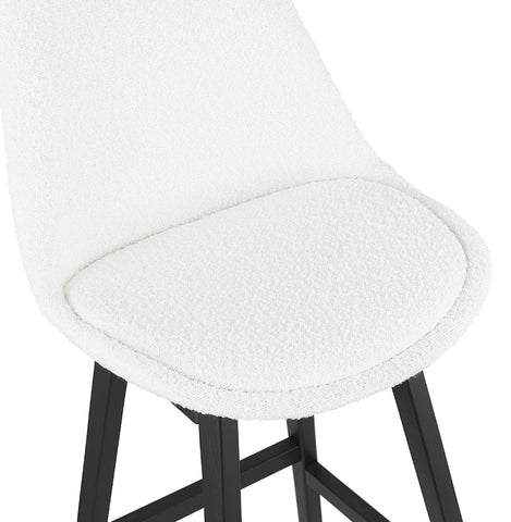 SANDRA MINI” mid-high stool in white terry cloth with black wooden legs