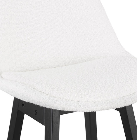 SANDRA MINI” mid-high stool in white terry cloth with black wooden legs