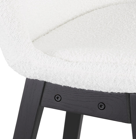 SANDRA MINI” mid-high stool in white terry cloth with black wooden legs