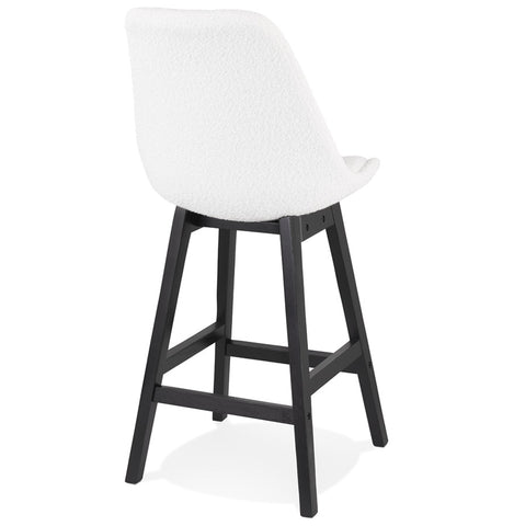 SANDRA MINI” mid-high stool in white terry cloth with black wooden legs