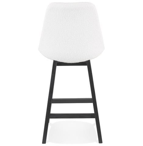 SANDRA MINI” mid-high stool in white terry cloth with black wooden legs