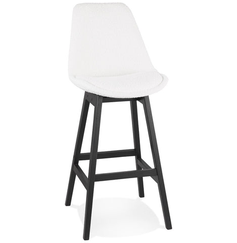 Barstool 'SANDRA' made of white terry cloth with black wooden legs