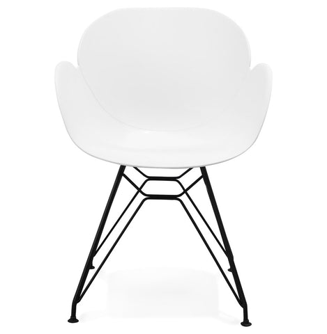 Design chair 'SATELIT' white industrial style with black metal feet