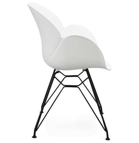 Design chair 'SATELIT' white industrial style with black metal feet