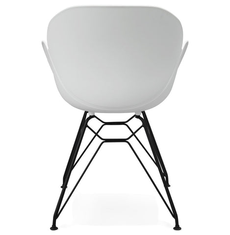 Design chair 'SATELIT' white industrial style with black metal feet