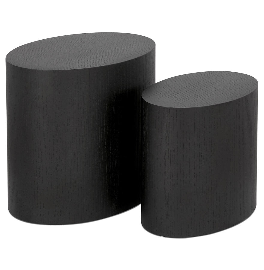 Set of two side tables 'SOKLE' in black wood