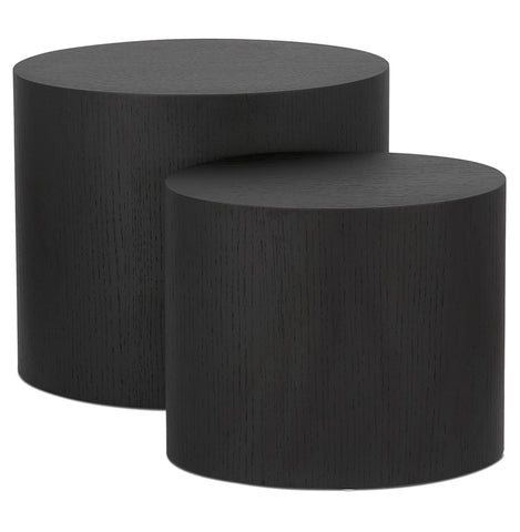 Set of two side tables 'SOKLE' in black wood